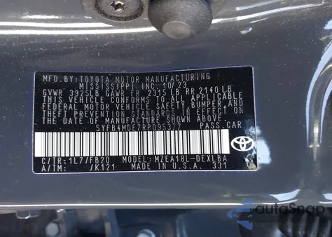 2024 Toyota Corolla Le из США, поврежденный, VIN 5YFB4MDE7RP095377